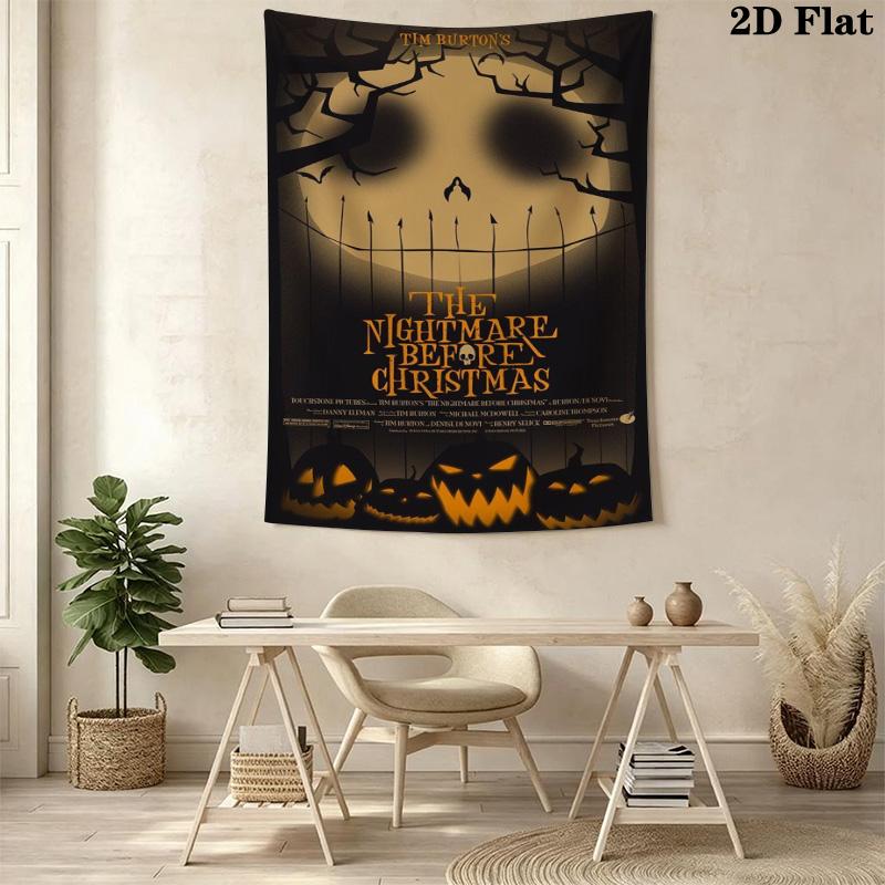 Jack Skellington Halloween Tshirt Tapestry Background Cloth Fashion Print Wall Decoration Atmospheric Background Cloth Wall Covering Decoration