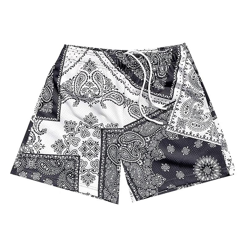 Trend Paisley Graphic Beach Shorts For Men Fashion Summer Streetwear Printed Short Pants Casual Hip HopTrunks