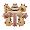 10 Stück Capybara Ballon 32 Zoll Kaffee Zahl 1-9 Ballon Set Cartoon Tier Kinder Geburtstagsparty Zubehör Babyparty Dekora