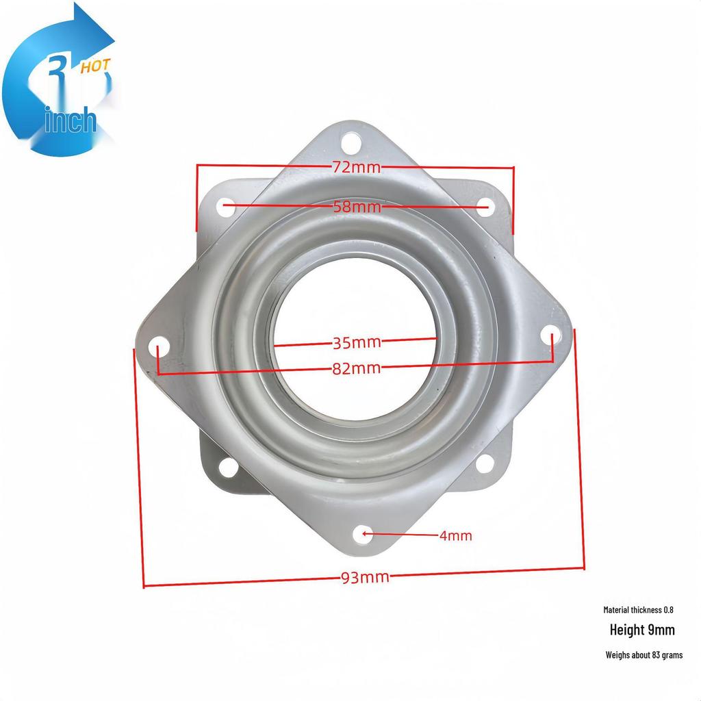 3-12 Inch Universal Black Iron Rotating Base with Full Ball Bearings for Furniture, TV Cabinets, and Bookshelves