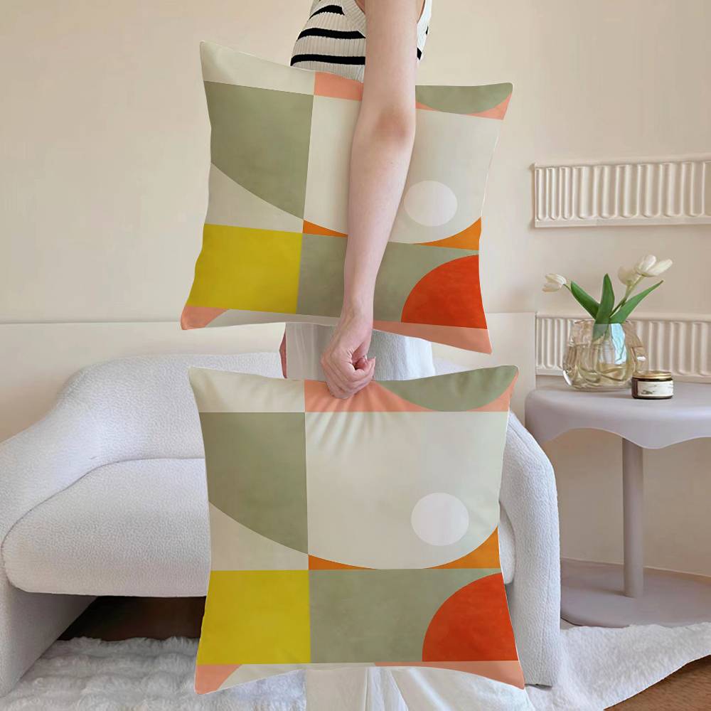 

Morandi Geometric Abstraction Pillow Case Anti-dustmite Invisible zipper Sofa Bed 12x12Inch