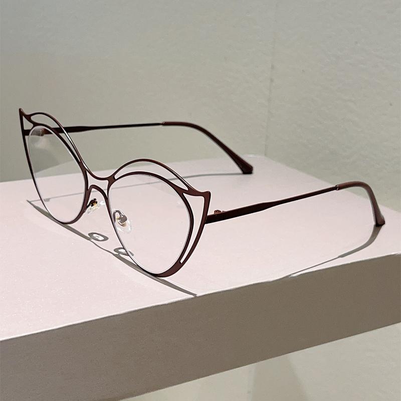 Hollowed Rim Cat Eye Glasses Women Stylish Blue Light Blocking Eyewear Trendy Luxury Brand Design Decor Optical Frames