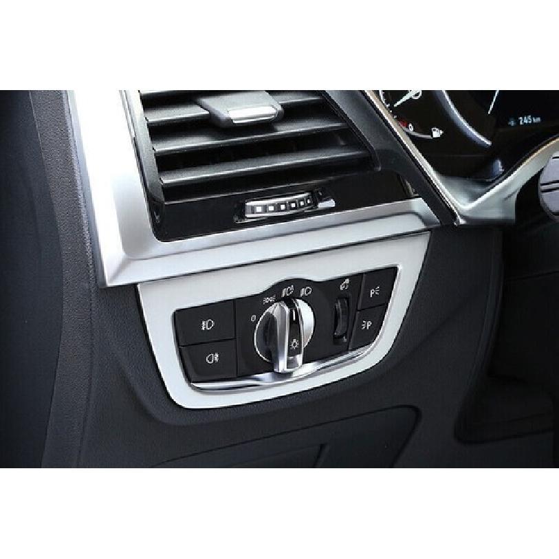 For BMW X3 G01 X4 G02 2018- Matte Silver Headlight Control Button Cover Trim
