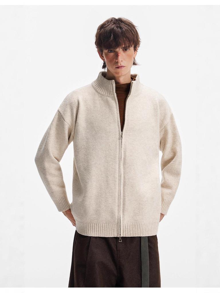 Unisex Double Zipper Japanese Retro Knit Cardigan for Spring/Autumn