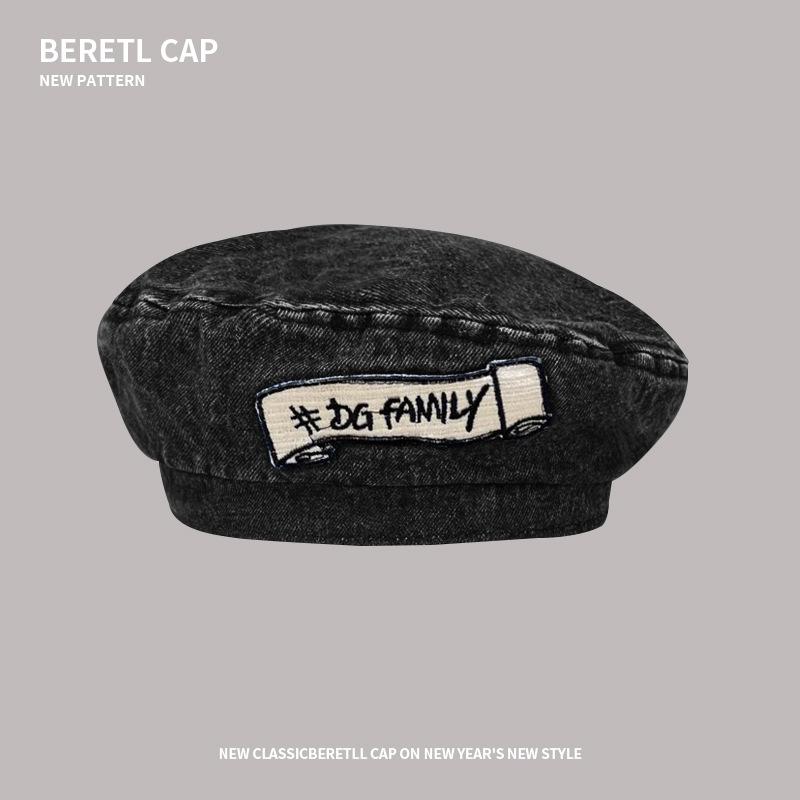 

Пэчворк джинсовый берет женский универсальный для лица маленькая бутон шляпа художника литературный фанат кепка газетчика