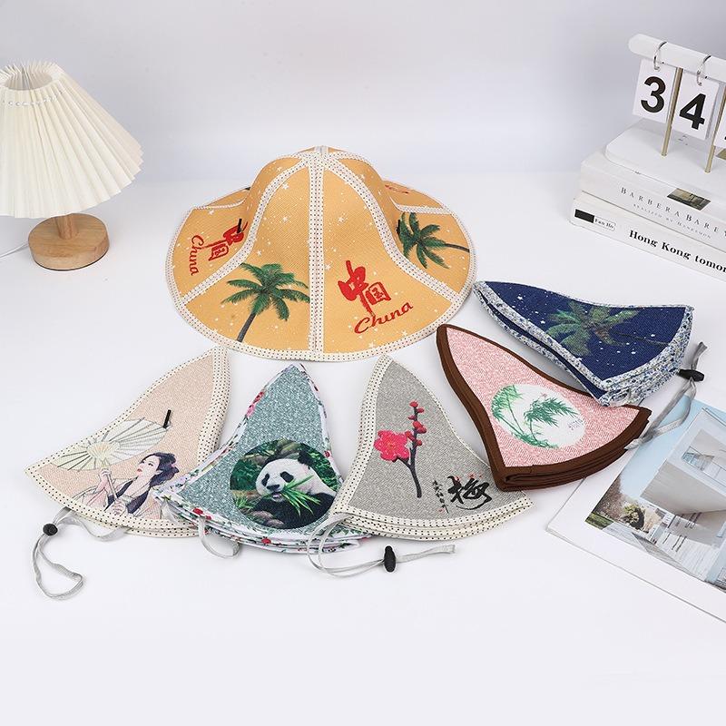 Hainan big edge hat straw hat foldable sunscreen sun hat outdoor fishing sunscreen non-woven folding double-layer hat