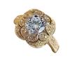 Jie Fashion Ethnic Style Zircon Flower Ring for Women