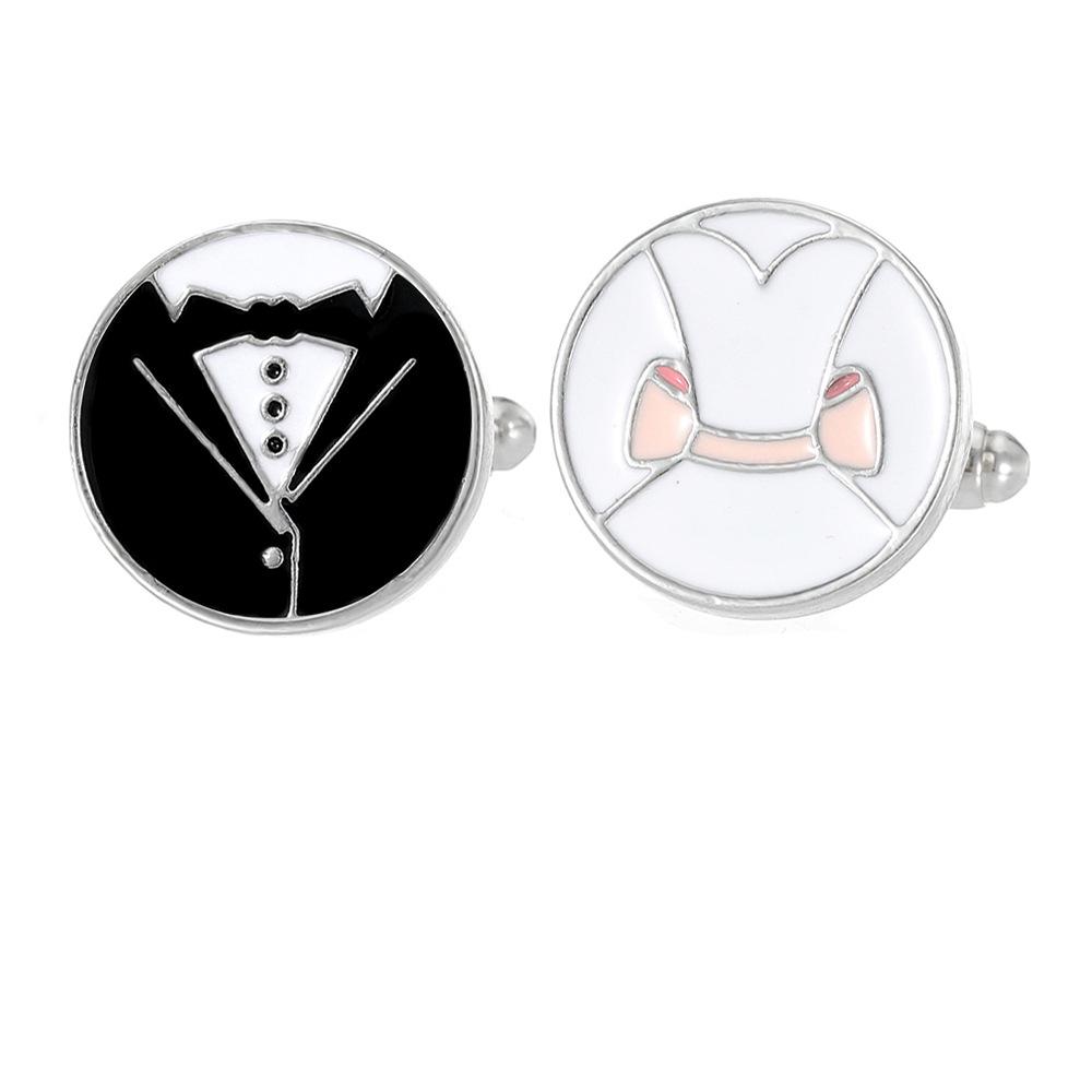 Fashion French Style Wedding Cufflinks Round Paint Alloy Suit Versatile Cuffs Nails Classic Couple Gifts Groom Sleeve Buttons