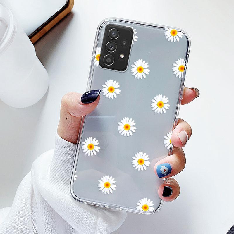 Phone Case For Samsung A52s A52 Floral Silicon Cover For Samsung Galaxy A52 Fundas Coque Transparent Soft Capas Flower TPU