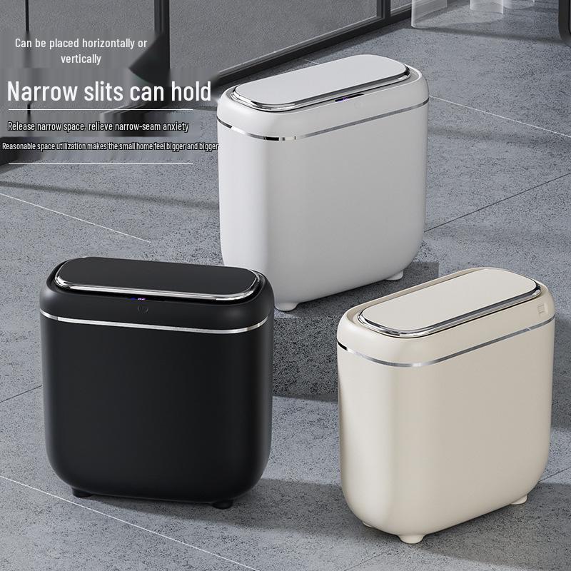 Crevice Smart Induction Trash Can: Multi-Scene, Low-Noise, Slow-Close, Waterproof, Odor-Proof Trash Bin.