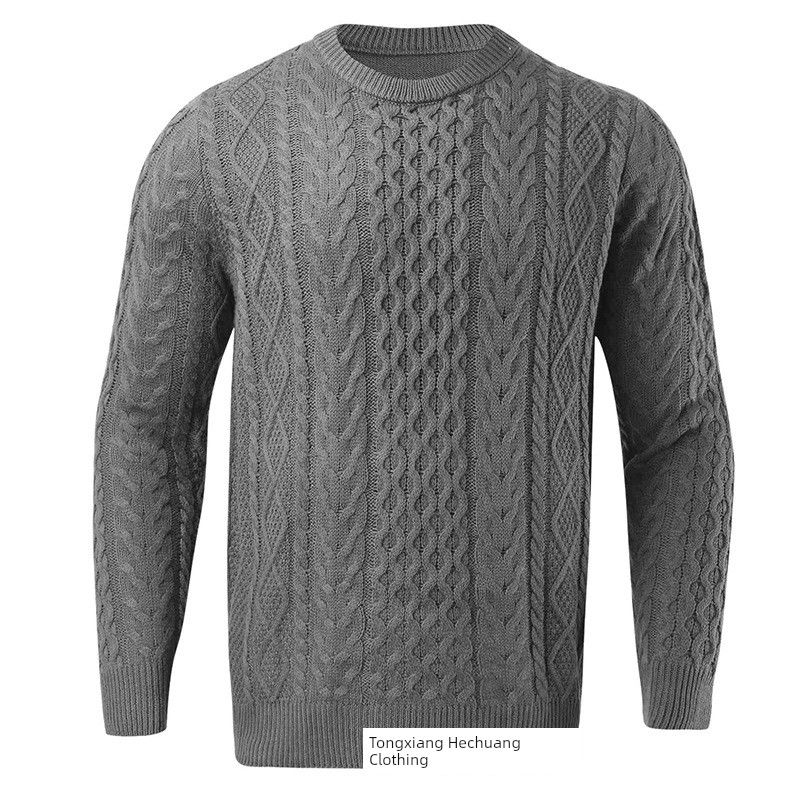 

2025 MEN S Pullover Knitted Floral Sweater Grey L