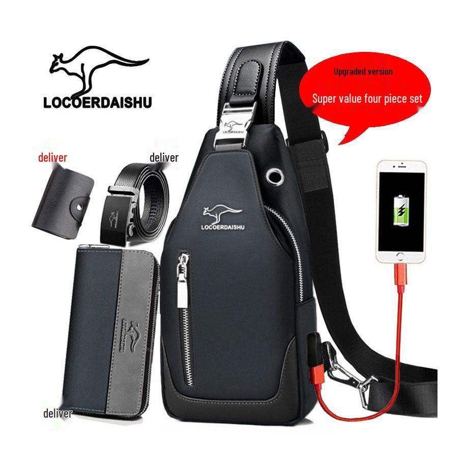 Men's Waterproof Oxford Cloth Crossbody Chest Bag - Korean Style, Trendy, Wear-Resistant, Single Shoulder Bag