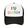LGBT Pride Heart Print Mesh Trucker Hat Polyester Casual Unisex Adult Baseball Cap