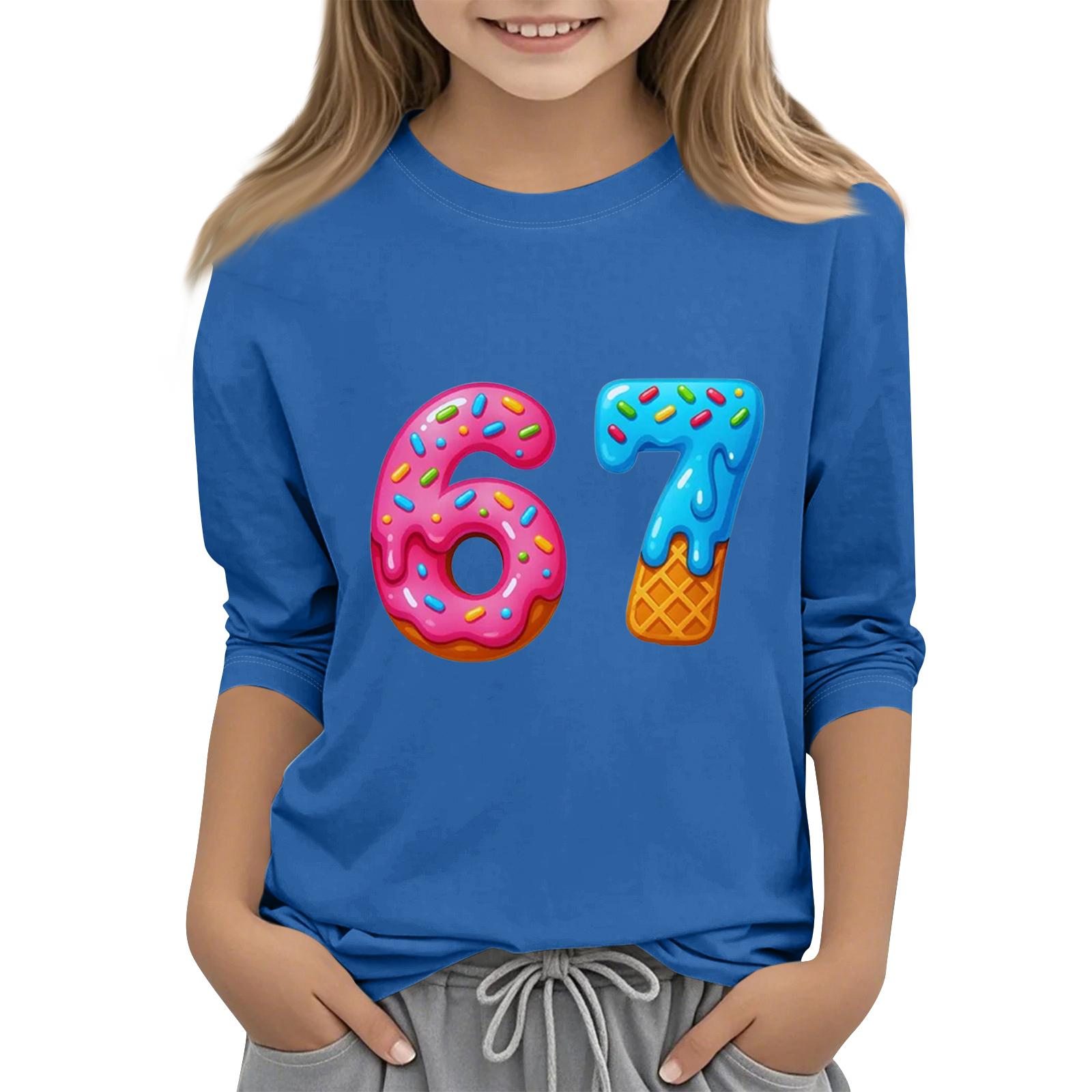 

Детская мода Футболка с рукавом три четверти, круглым вырезом, с принтом, повседневный топ 120 синий