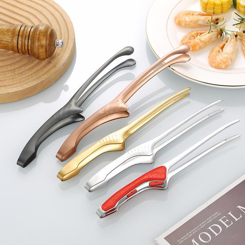 Silver Stainless Steel Bbq Tongs Non Slip Easy Clean Reusable Cooking Utensils For Serving Food Camping Bbq Buffet Oven Tools