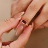 Rectangle Chamfered Imitation Emerald Treasure Ring Women'S Small Rose Gold-Plated Ring