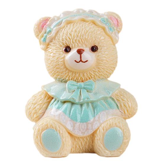 

Mini Cartoon Bear Figurine Tiny Resin Bear Figures with Dress Cute Cake Toppers for DIY Crafts Dollhouse Fairy Garden Micro Landscape Decor E