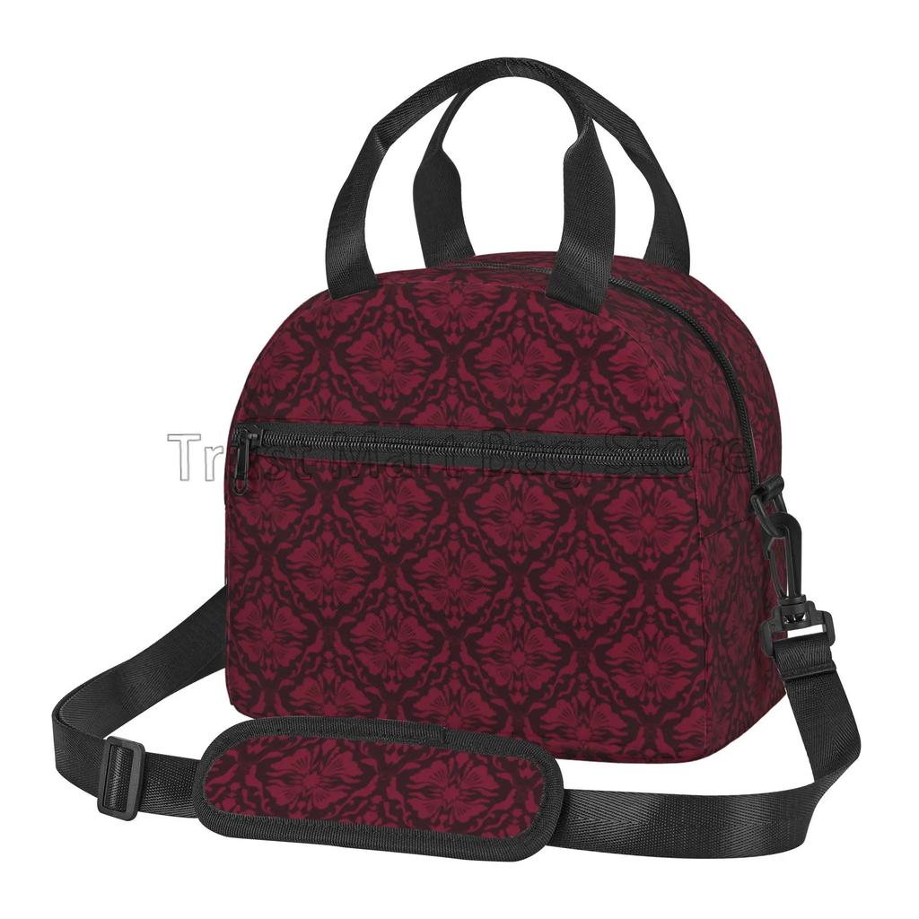 Baroque Damask Luxury Pattern Insulated Lunch Bag for Women Men Resuable Portable Bento Tote Bags with Adjustable Shoulder Strap
