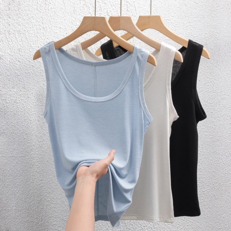 Damen Einfarbig Schmal Geschnitten Dünnes Trägertop Tanktop Sommer Oberbekleidung Innenoberteil