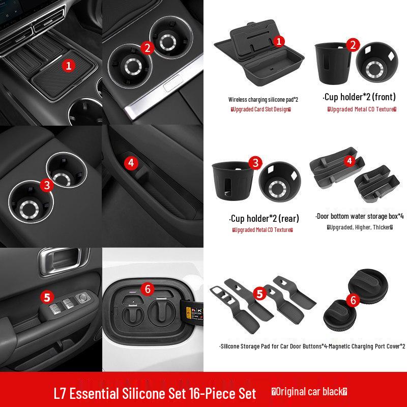 Ideal i6/i8/L6/L7/L8/L9 Silicone Pad Set for Center Console Interior Accessories