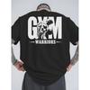 GYM WARRIORS Men's Summer Graphic T-Shirt - Bold Muscle Design & Lettering, Loose Fit Breathable Tee for Gym, Outdoor Sports & Casual Wear, Sporty