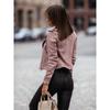 Zipper Short Jacket Lapel Slant Zipper Deerskin Thin Velvet Top Women's Long Sleeves Slim Coat Casual New Fashion Autumn