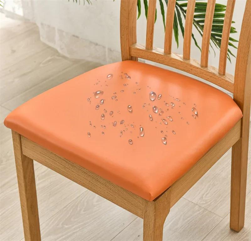 Water Repellent Dining Seat Cushion Cover Pu Leather Stretch Kitchen Chair Covers Chair Slipcover for Banquet Office El Party