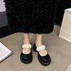 Fashion Mixed Color Chunky Platform Mary Jane Shoes for Women 2024 Autumn New Patent Leather Pumps Woman Thick Bottom Pearl Lolita Shoes