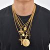 Men's Stylish Gold Color Necklace, Stainless Steel Geometric Cross Pendant Necklace, Vintage Fashion Jewelry Gift To Father