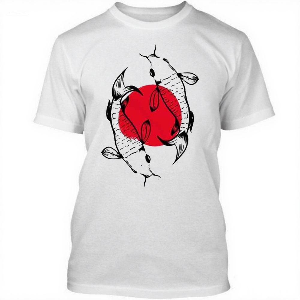 Japanese Koi Fish Yin Yang Red Sunset T Shirt Summer Fashion Casual Funny Soft Cotton Tops High Quality Cotton Sweatshirt S