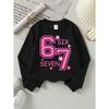 European Sizes Girls' Soft Crewneck Sweatshirt, Pink Star Print Design with Cute Print, Casual All-Match, Ideal Holiday Present