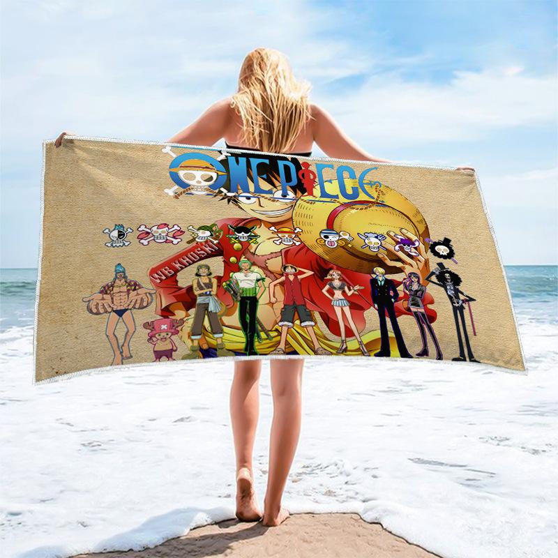 Anime Character Printed Square Microfiber Beach Towel Quick Dry Bath Towel For Shower Swimming