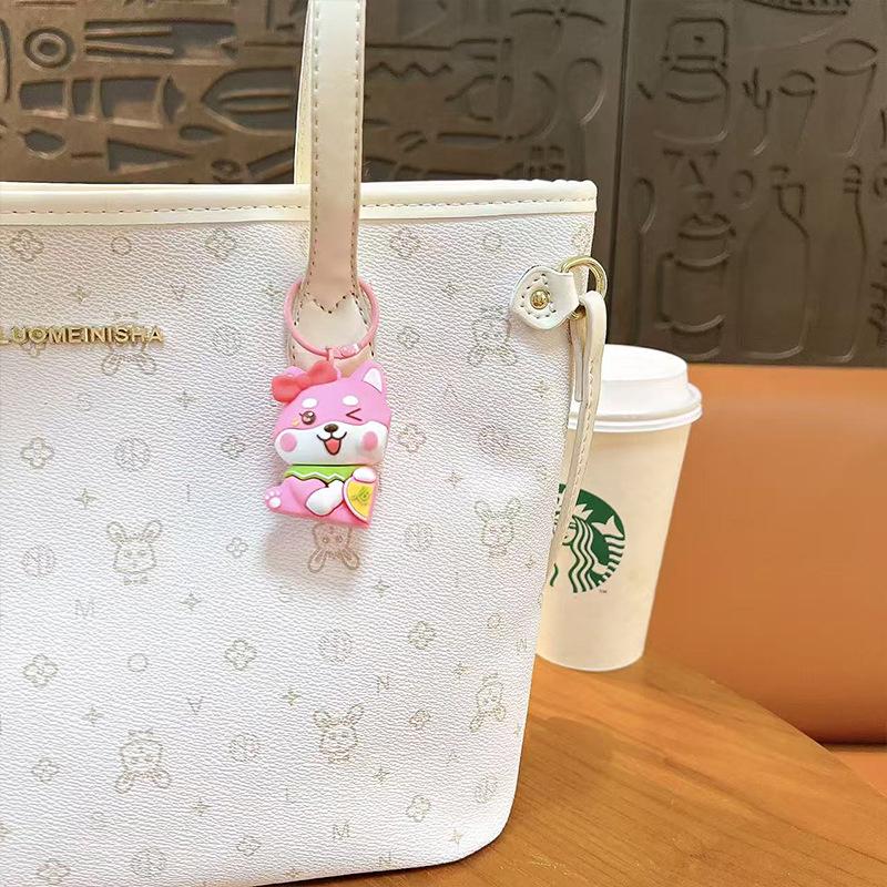 Shiba Inu Couple Keychain: Cute Magnetic Buckle Pendant for Backpack & Car Keys