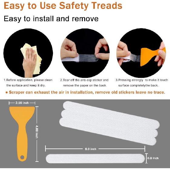 V-TOP 30 PCS Non Slip Shower Stickers, Safety Shower Non Slip Adhesive Strips Treads for Bathroom Floor Tub Stairs Ladders Pools Boats, Bathtub