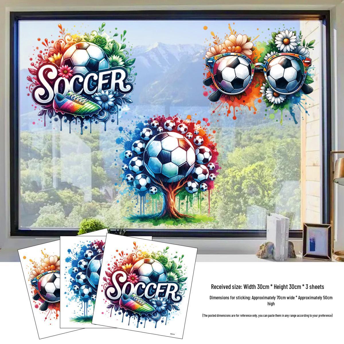2026 North America World Cup Fan Support Adhesive Football Stickers 30cm x 30cm x 3 sheets (opp bag)