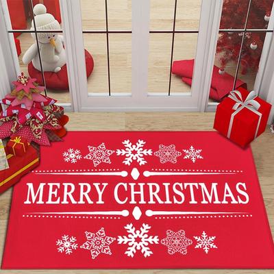 Merry Christmas Red Snowflake Door Mat Interior Entrance Non-Slip Comfortable Mat Festive Winter Home Decor