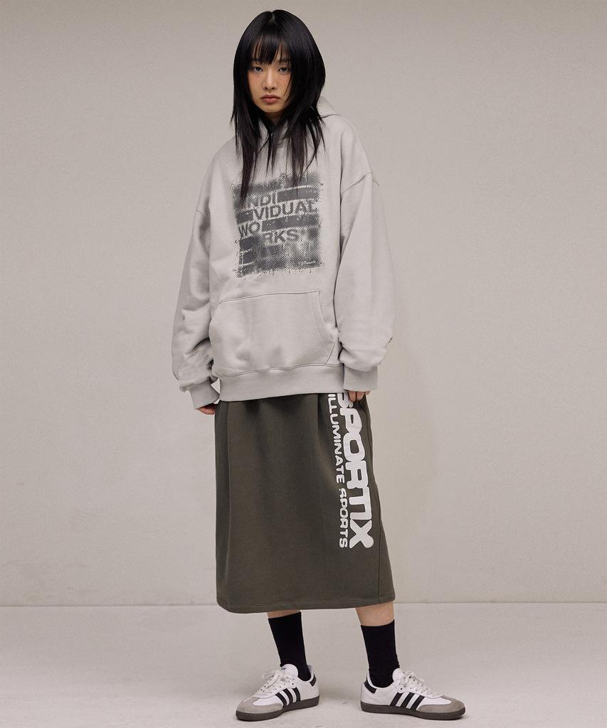 Hidden Damaged Logo Hoodie - Grey