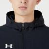 Under Armour Minimalist Brand Logo Comfortable Hooded Jacket And Tapered Pants Casual Sports Set Unisex Sportswear Black 23600704-001+21600411-001