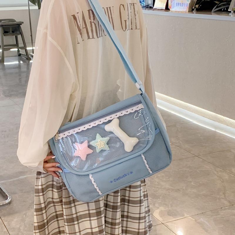 Girls casual versatile tote bag women's new transparent large-capacity shoulder messenger bag