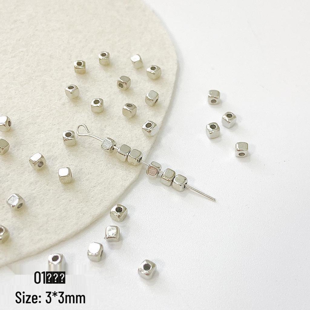 20 Acrylic Silver Square-Round Spacer Beads for DIY Beading and Accessories