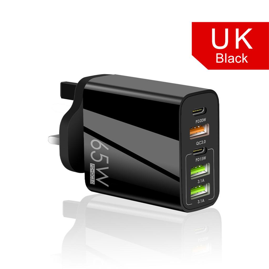 65W PD Charger 5V 7A Fast Charging 5 Port USB For iPhone 13 12 Pro iPad  Xiaomi Samsung Type C Phone Adapter EU US UK Plug