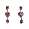Sweet temperament red rhinestone love dark earrings women's light luxury niche high-end stud earrings autumn and winter new earrings