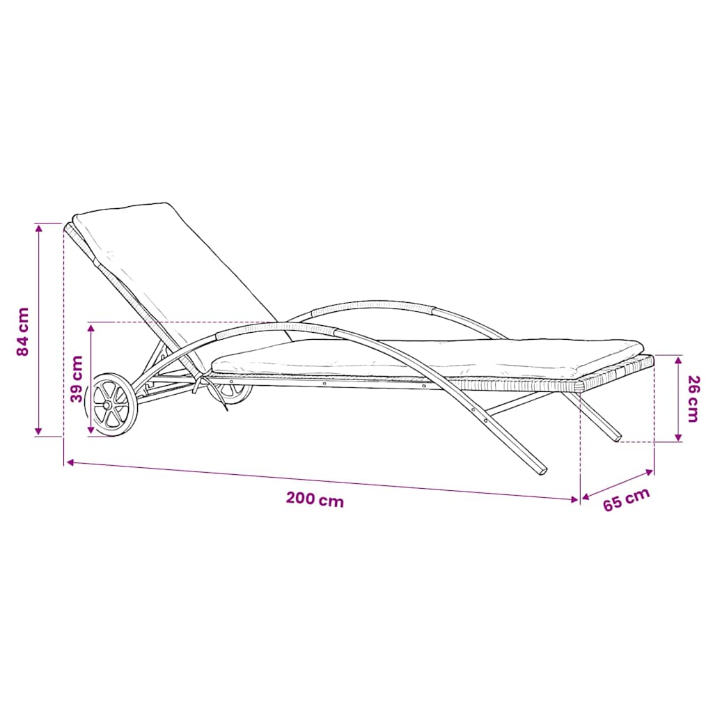 Sun Lounger with Cushion and Wheels Poly Rattan Anthracite