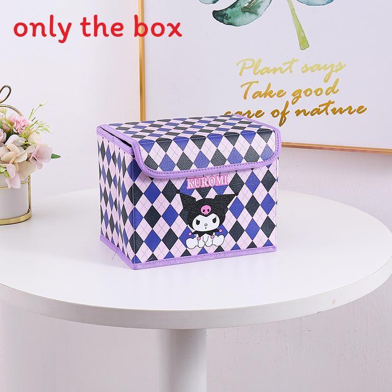 Hello Kitty Kuromi Cinnamoroll Melody Gittermuster Faltbare Klapp-Aufbewahrungsbox für Büro und Schlafzimmer