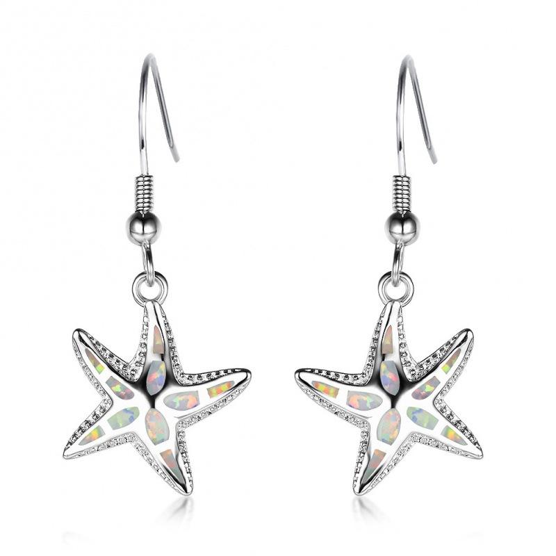 White Orbo Starfish Earrings Women s Fashion Simple Versatile Pendant