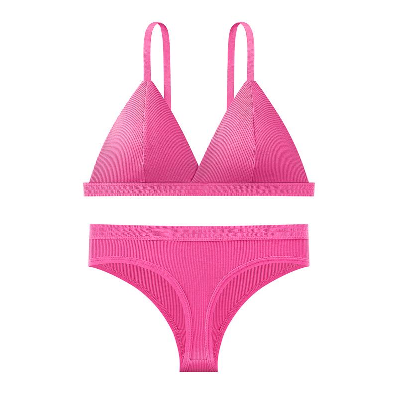 Set Sutien Femei cu Cupă Triunghiulară Franceză Fără Sârmă - Bretele Subțiri, Respirabil și Confortabil