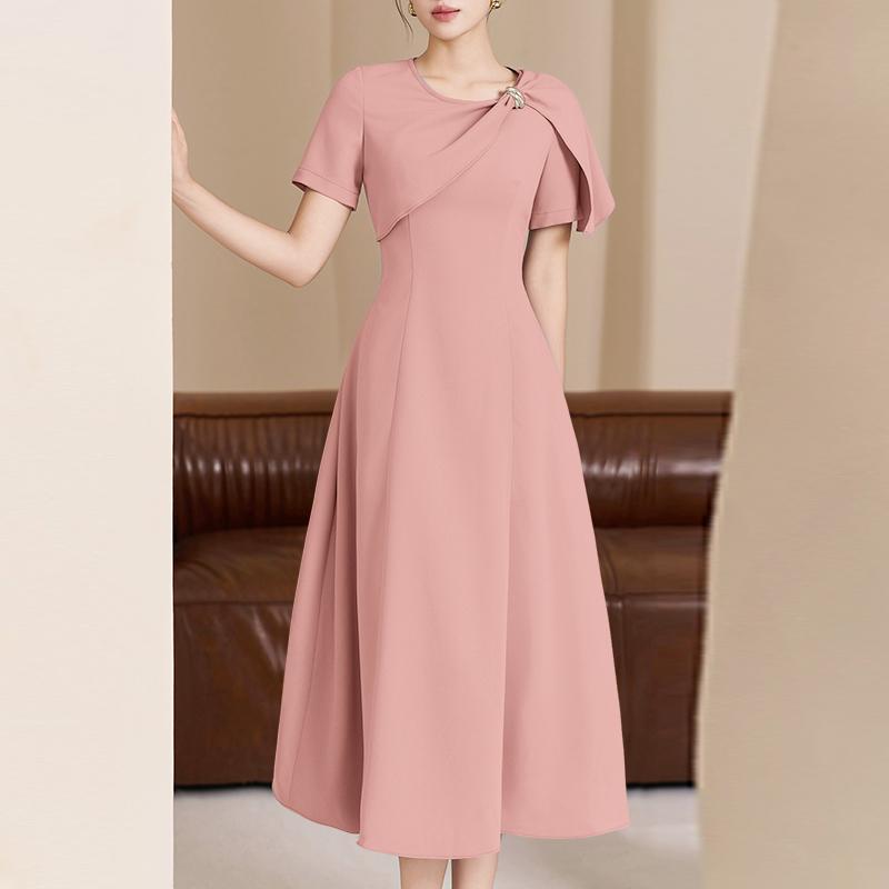 ZANZEA Women Daily Casual Elegant Round Neck Casual Short Sleeve Dress