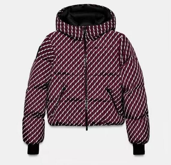 Europeisk & Amerikansk Dammode Flerfärgad Skidjacka med Huva och Dragsko i Midjan - Höst/Vinterstil