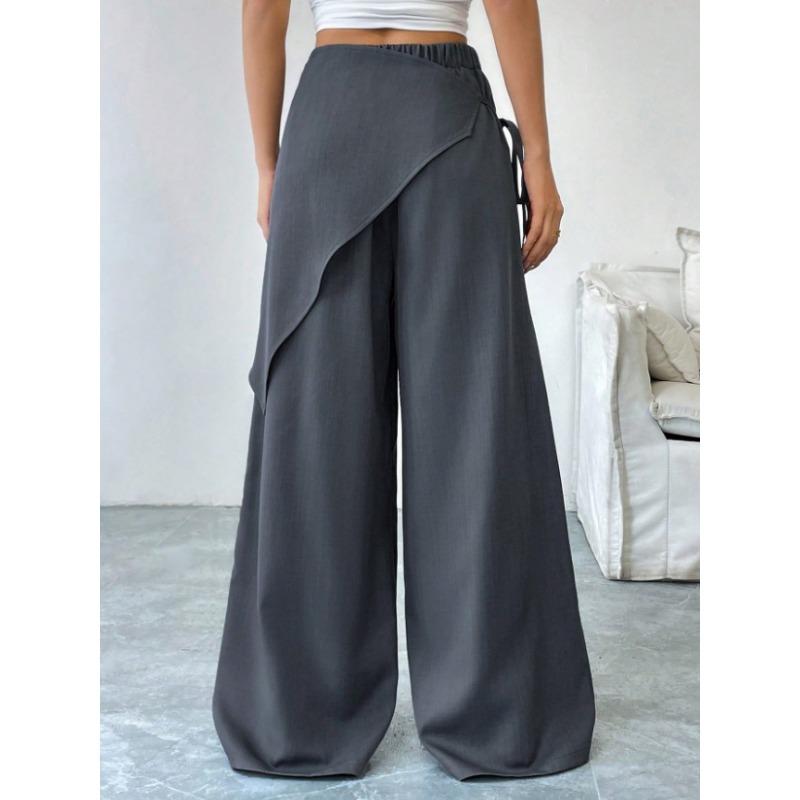 Irregular Loose Lace-up Suit Pants for Women New Design Slim Wide Leg Pants for Women Office Solid Color Spring Autumn Casual Office Fashion Trousers