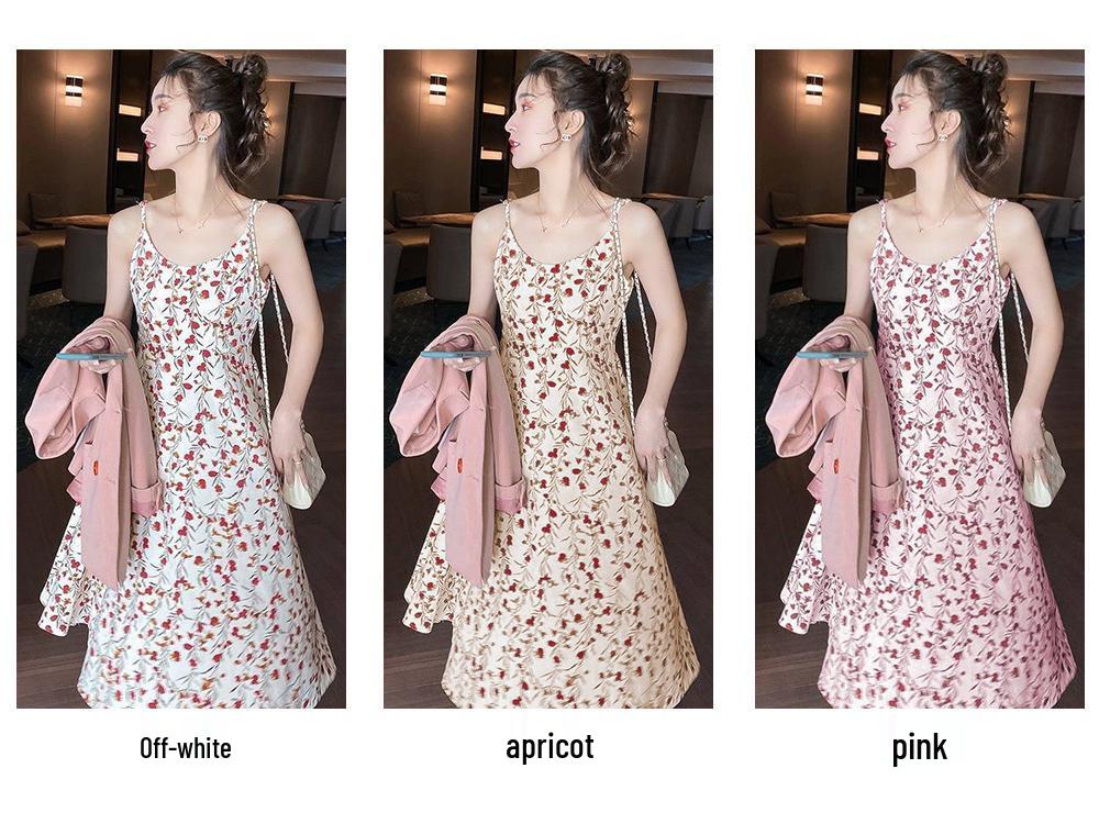 Letnia sukienka damska 2024 w kwiaty na ramiączkach spaghetti, wyszczuplająca